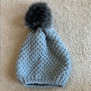 Grey/silver winter beanie with pom pom